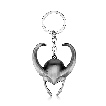GCT Loki Helmet Crown Marvel Avengers Superhero Movie Collectible Metal Keychain (Silver)