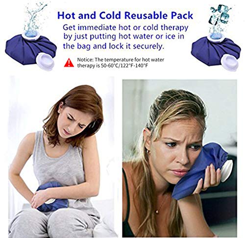 Ice Cold Pack Ohuhu 9" Reusable Ice Bag Hot Water Bag for Injuries, Hot & Cold Therapy and Pain Relief, No-Leak Waterproof Ice Bag, Blue - Image 2