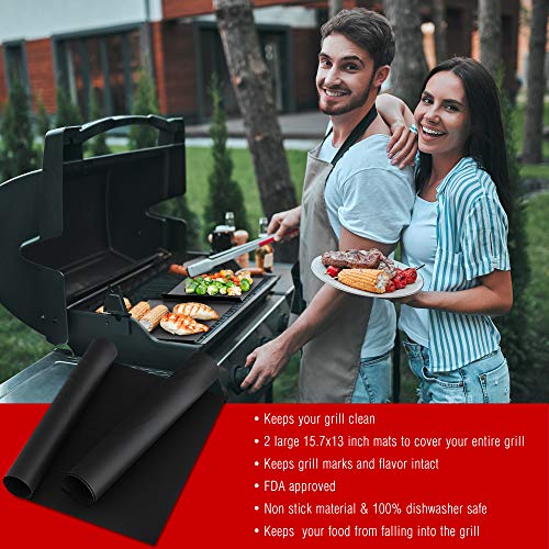 No.1 Bristle Free Safe Grill Brush and Scraper + 2 Heavy Duty BBQ Grill Mats | Stainless Steel Wire 17" BBQ Cleaning Brush for All Grill Grates - Weber Gas, Porcelain Ceramic Iron | Superior Value Set - Thumbnail 7