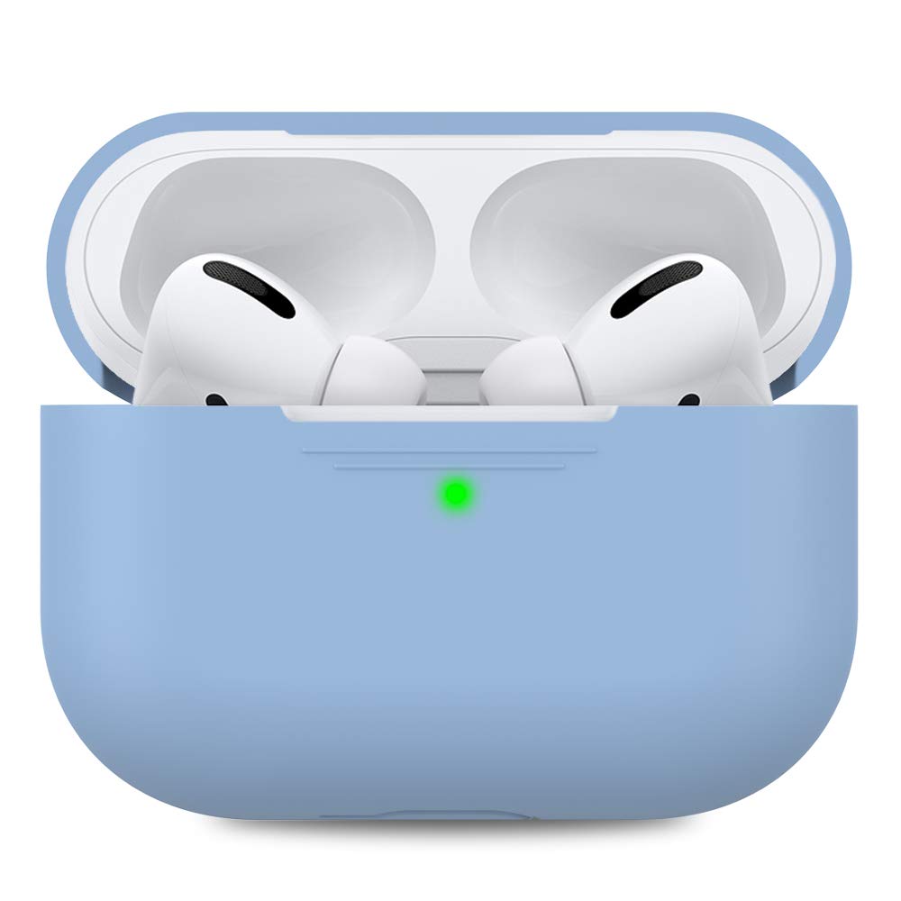AHASTYLE AirPods Pro Case Protective Cover [Front LED Visible] Compatible with Apple AirPods Pro 2019 (Without Carabiner, Sky Blue)