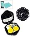 [2 Pack], JAVOedge Black Rose Contact Lens Carry Case Travel Kit with Bonus Soft Microfiber Lens Cleaning Cloth