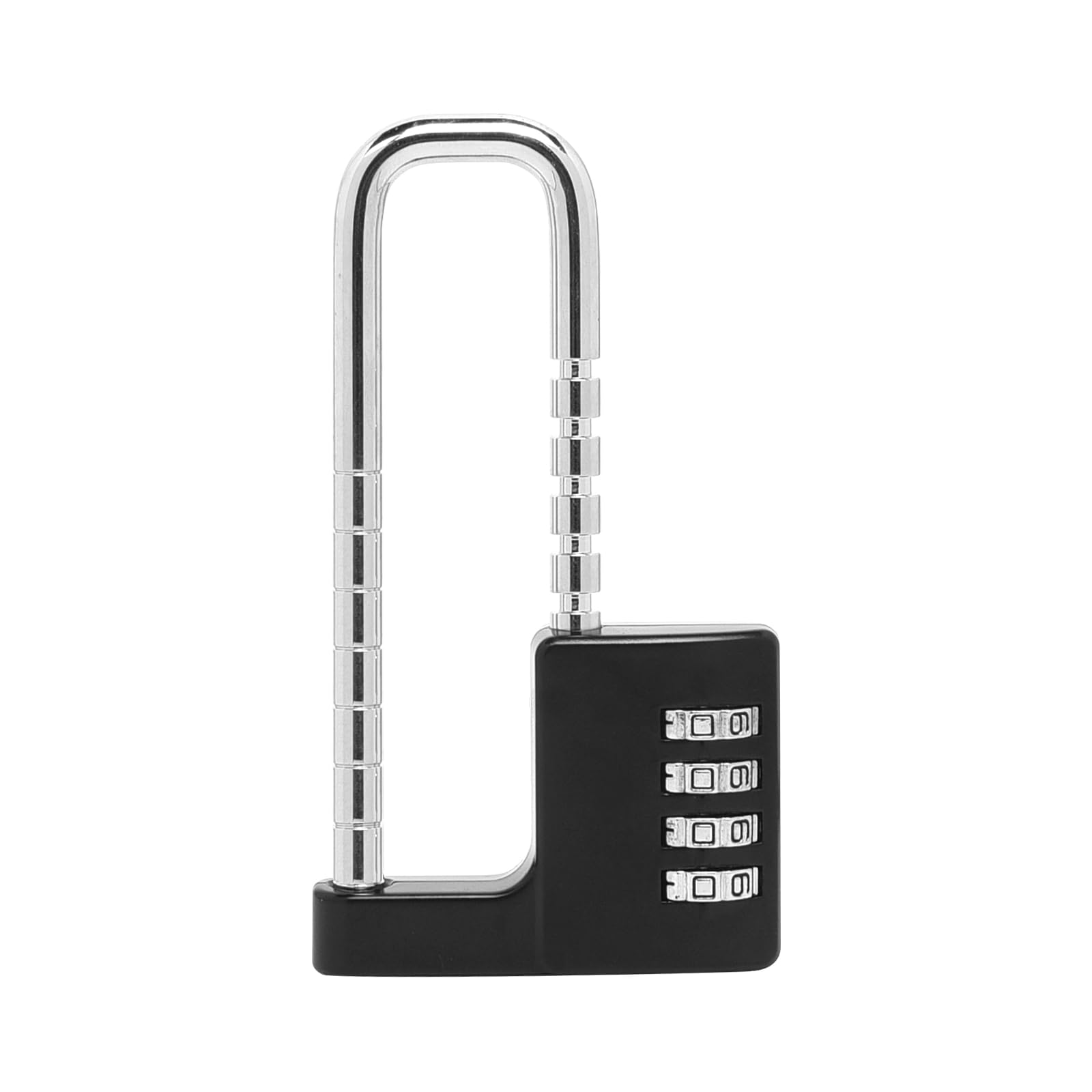 Combination Padlock, Adjustable Long Padlock 4 Digit Password Heavy Duty Padlock with Code Long Shackle Combination Padlock Outdoor Waterproof for School, Gym Locker, Shed, Garage-Black