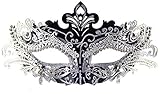 Coxeer Pretty Elegant Lady Masquerade Halloween Mardi Gras Party Mask (Black & Silver)