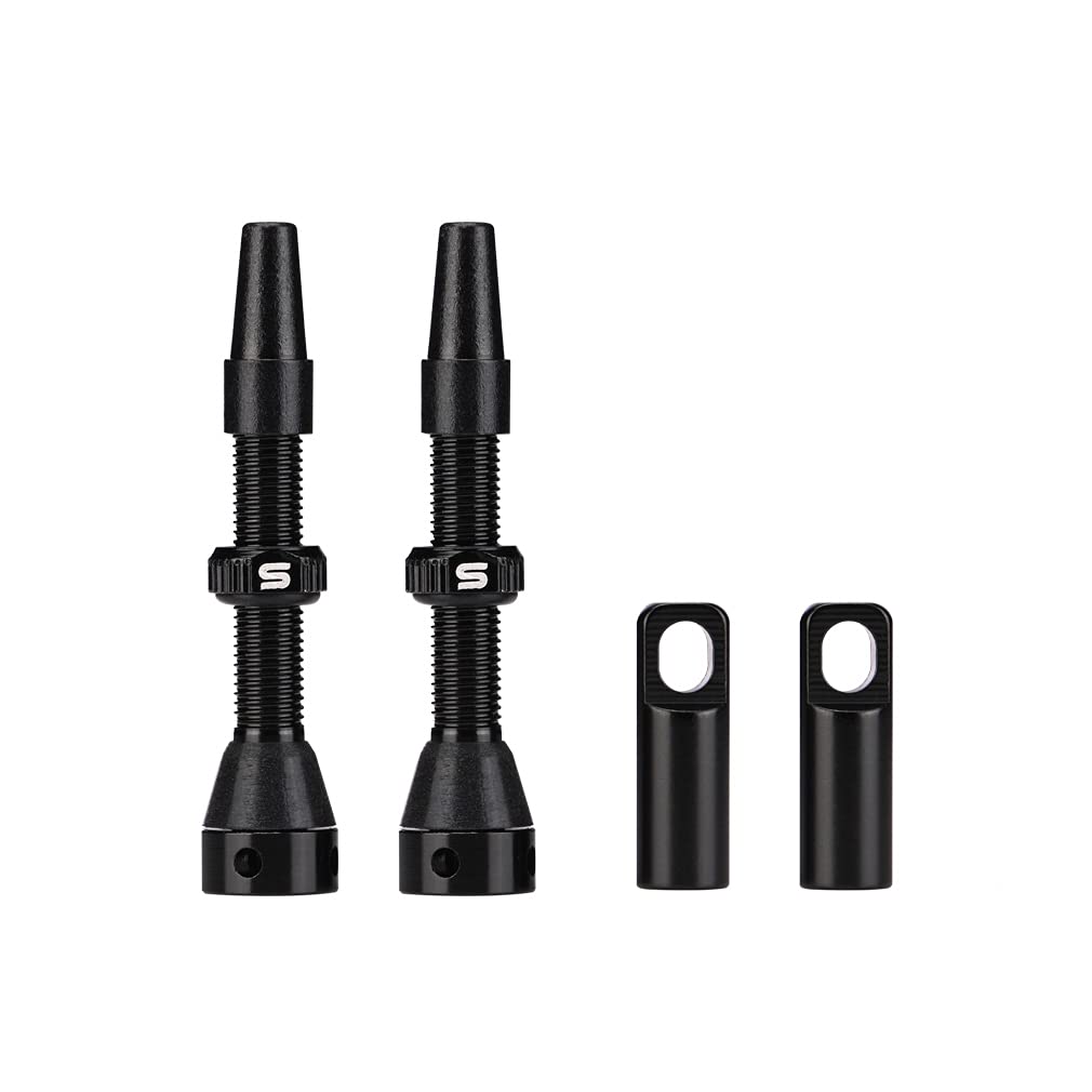 FOMTOR Tubeless Presta Valve Stem, Aluminum Alloy Stems with Value Core Remover Tool and Valve Stem Caps Fit Most Bicycle Tubeless Rims (Black, 44mm)