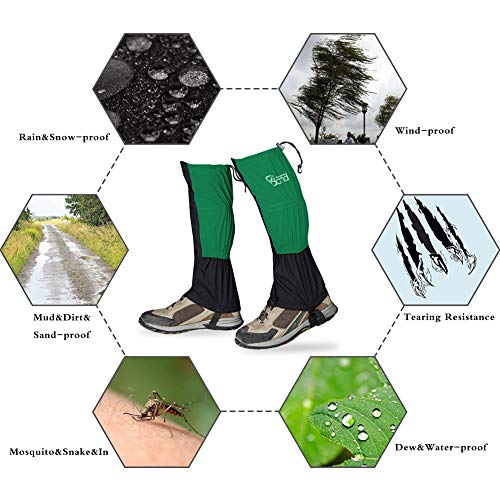 IDAND Waterproof Gaiters for Hiking Snow Gaiters Snow Leg Gaiters Snow Boot Gaiters Anti-Tear Oxford Fabric Outdoor Waterproof Snow Shoes for Outdoor Hiking Walking Hunting Climbing Mountain (L)