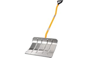 Snow Shovel, Heavy Duty Aluminum Snow Pusher with 19.2 inch Shovel for Driveway, Ergonomic Handle Without Backpain,Manual Sno