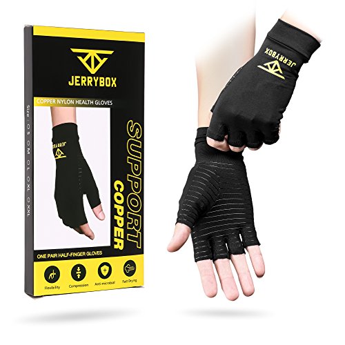 Jerrybox Arthritis Gloves Fingerless Copper Gloves Compression Medical