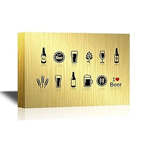 Beer Related Elements on Golden Background