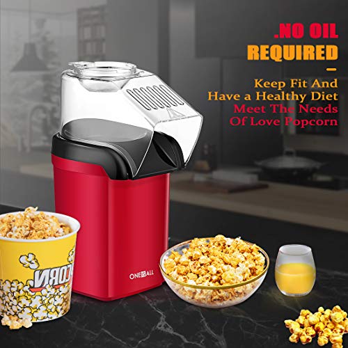 image for Popcorn Maker, Oneisall 1200W Fast Popcorn Machine, Hot Air Popcorn Po