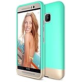 HTC One M9 Case, Maxboost [Vibrance Series] HTC One M9 Case / HTC M9 Case Protective SOFT-Interior Scratch Protection Metallic Finished Base with Vibrant Trendy Color Slider Style Hard Cases for HTC One M9 - Turquoise Blue / Champagne Gold