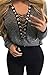 FISACE Women's Lace-up V Neck Long Sleeve Knit Tops T Shirt