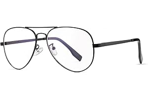 HJSTES Clear Lens Aviator Glasses Blue Light for Women Men Classic Pilot Frame Non-prescription Eyeglasses