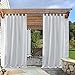 PONY DANCE Outdoor Curtain for Patio - Sticky Tab Top Light Blocking Curtains Drapes UV Protection Waterproof Garden Shade, 52 Wide by 108-inch Long, Greyish White, 1 Piece