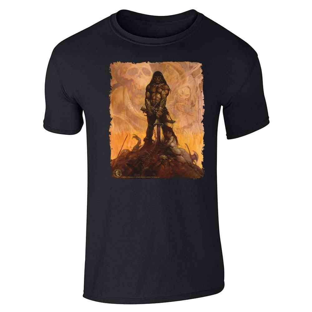Pop ThreadsBarbarian by Frank Frazetta Art Graphic Tee T-Shirt for Men