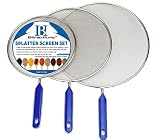 Grease Splatter Screen For Frying Pan Cooking - Stainless Steel Splatter Guard Set of 3-8", 10" and 11" inch - Super Fine Mesh Iron Skillet Lid- Hot Oil Shield to Stop Prime Burn (3, 8",10",11")