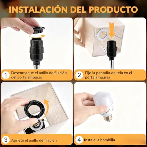 Lylilidy 2 PC Lámparas de Mesa y Buró (FOCO INCLUIDO), Lamparas de Mesa recamara Control Táctil, 2 Salidas de CA y 2 Puertos USB (A+C), 3 Niveles de Brillo