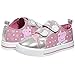 Peppa Pig Kids Toddler Girls Silver and Pink Floral Canvas Sneaker with Hook and Loop Straps, Size 8