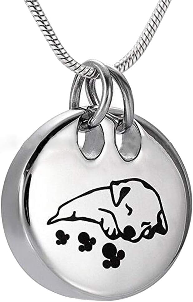 Pet Urn Paw Photo Locket Fillable Pendant Necklace Cremation Jewelry Ashes Keepsake Memorial With Filler Kit And Gift Box,Free chain