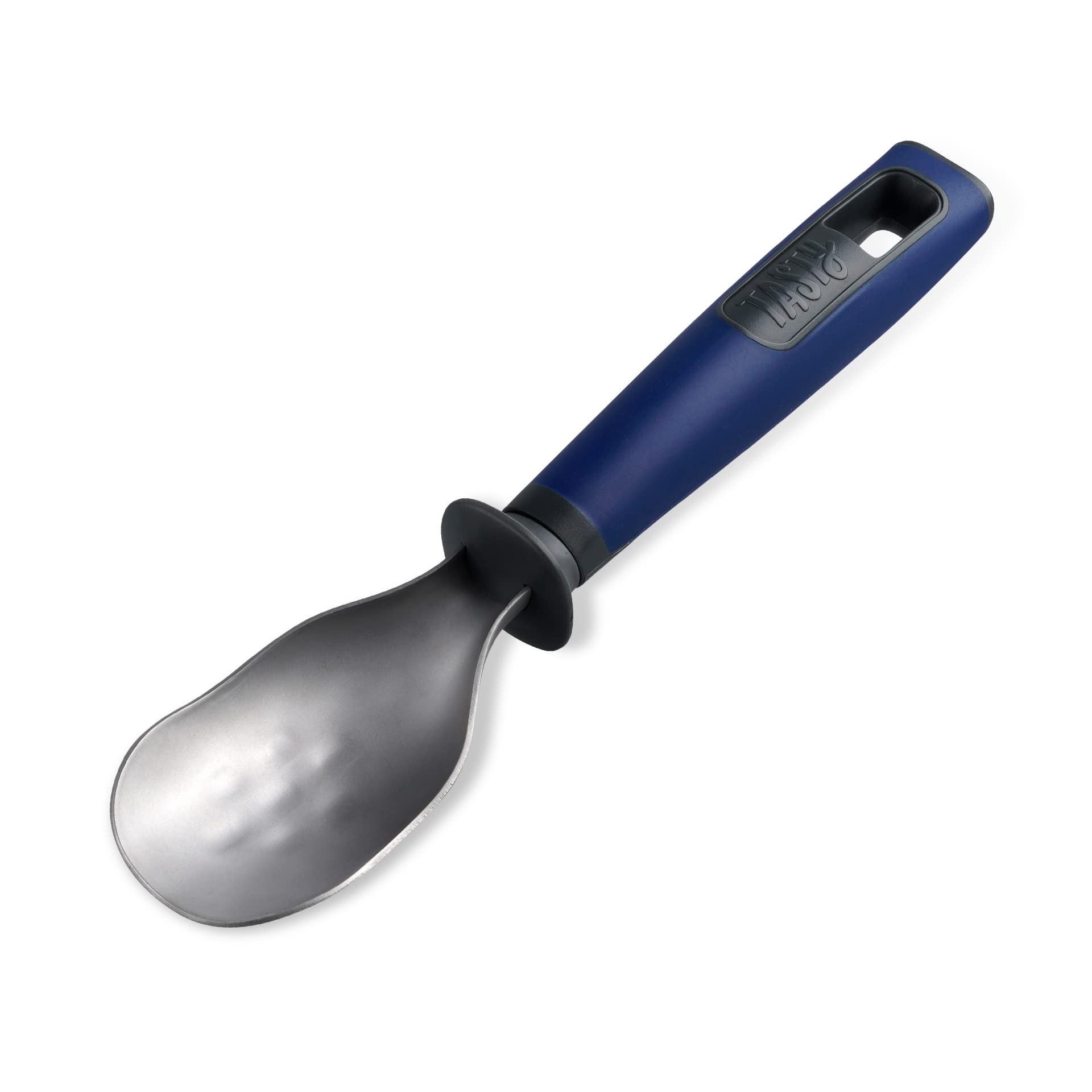 Tasty Everyday Ice Cream Scoop, Ice Cream Portioner, Stainless Steel Ice Cream Scoop Spoon, Non-Stick Ice Cream Scooper with Soft-Touch Handle, Colour: Dark Blue, Grey and Stainless Steel
