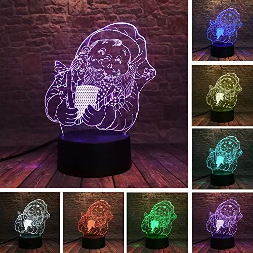 New Cartoon Christmas Santa Claus 3D LED Night 7 Colors USB Hologram Lamp Table Desk Light Baby Sleeping Decor Friend Toys Gifts