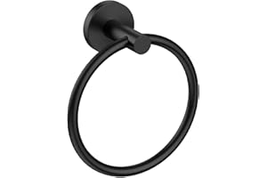 USHOWER Matte Black Towel Ring, Hand Towel Holder for Bathroom Wall Mounted, Durable 304 Stainless Steel, Modern Style