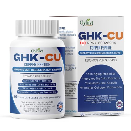 GHK-Cu Peptide Capsules, supports muscle growth, 1200MCG PER SERVING，60 Capsules