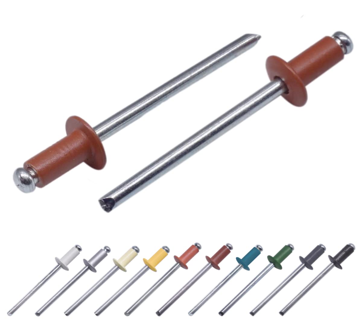 (Pack of 50 pcs) Painted Blind Rivets 3.2 x 8 mm, Dome Head, DIN 7337, Aluminum Rivet and Steel Mandrel, Pop Rivets (50, Copper Brown RAL 8004)