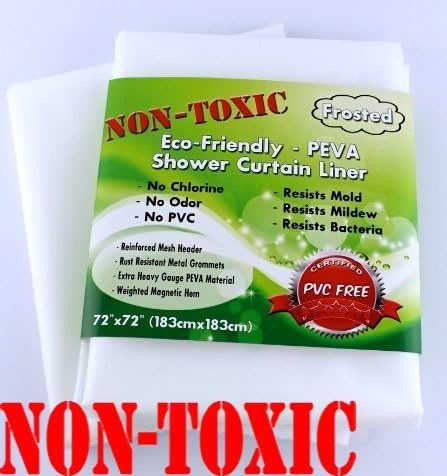 Smarty Pants Supplies Non-Toxic Eco-Friendly Peva Shower Curtain Liner Frosted Mildew Resistant, Heavy Duty, Magnetic Weights