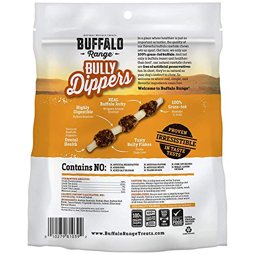Buffalo Range Rawhide Dog Treats Healthy, GrassFed Buffalo Jerky Raw