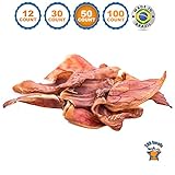 Pig Ears for Dogs | 50 count | Quality Dog Chews by 123 Treats | 100% Natural Pork Ears Full of Protein for Your Pet