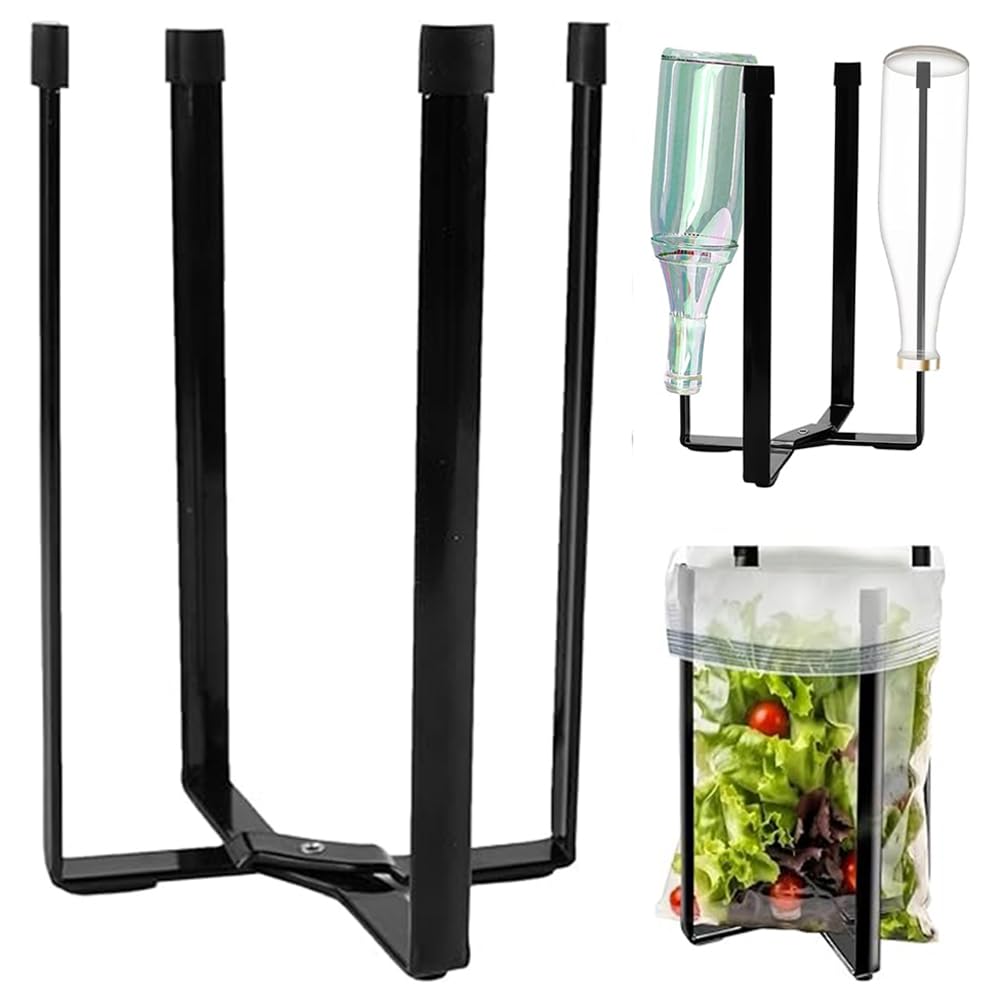 katmerio Bottle Drying Rack, Bottle Holder, Foldable Metal Dish Drainer Bottles, Bottle Holder, Baby Bottles, Drying Rack for 4 Different Size Cups, Black