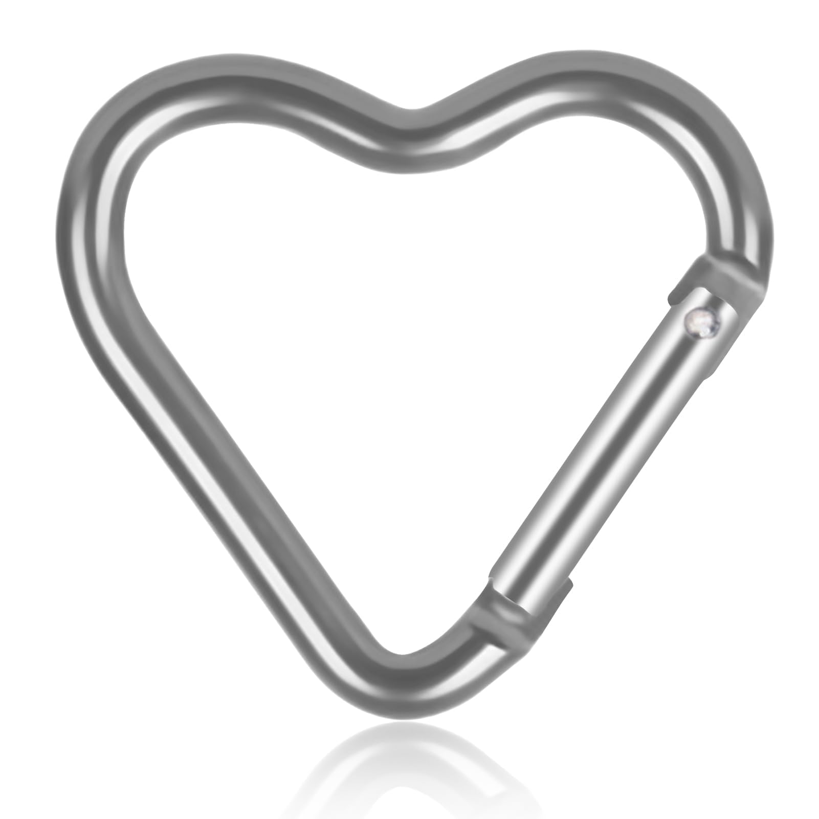 Carabiner Clip, Heart Shaped Buckle Aluminum Alloy Safety Clip Camping Hanging Buckle Water Bottle Chain Clip Climbing Clips Hammock Carabiner for Outdoor Hiking (Silver)