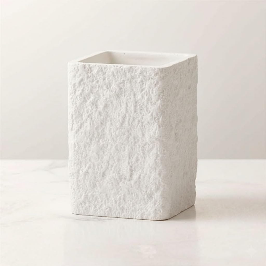 Photo 1 of Natural White Toothbrush Holder for Bathroom, Rough Stone Textured, Unbreakable Rust Proof Bathroom Cup