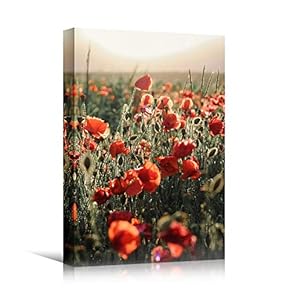signwin Canvas Wall Art Red Fields Bohemian Colorful...