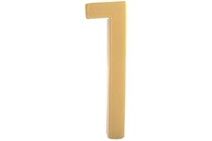 Montague Metal Products MHN-06-F-GD1-1 Solid Brushed Aluminum Modern Floating Address House Numbers, 6", Powder Coated Gold