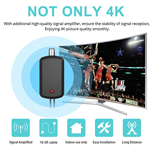 image for Amzgrace HD Digital TV Antenna - Best Amplified HDTV Antenna 60 Mile R