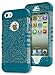 iPhone 5 Case, Bastex Heavy Duty Hybrid Protective Case - Soft Neon Blue Silicone Cover Hard Clear Sparkly Glitter Design Case for Apple iPhone 5, 5S, 5GINCLUDES STYLUS