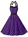 Dressystar Vintage Polka Dot Retro Cocktail Prom Dresses 50's 60's Rockabilly Bandage Purple Black Dot M