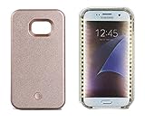 EN-LIFE Samsung Galaxy S7 edge Illuminated Cell Phone Case with Independent Rechargeable Battery Galaxy S7 edge Led Illuminated case Great for a bright Selfie and Facetime -Rose Gold