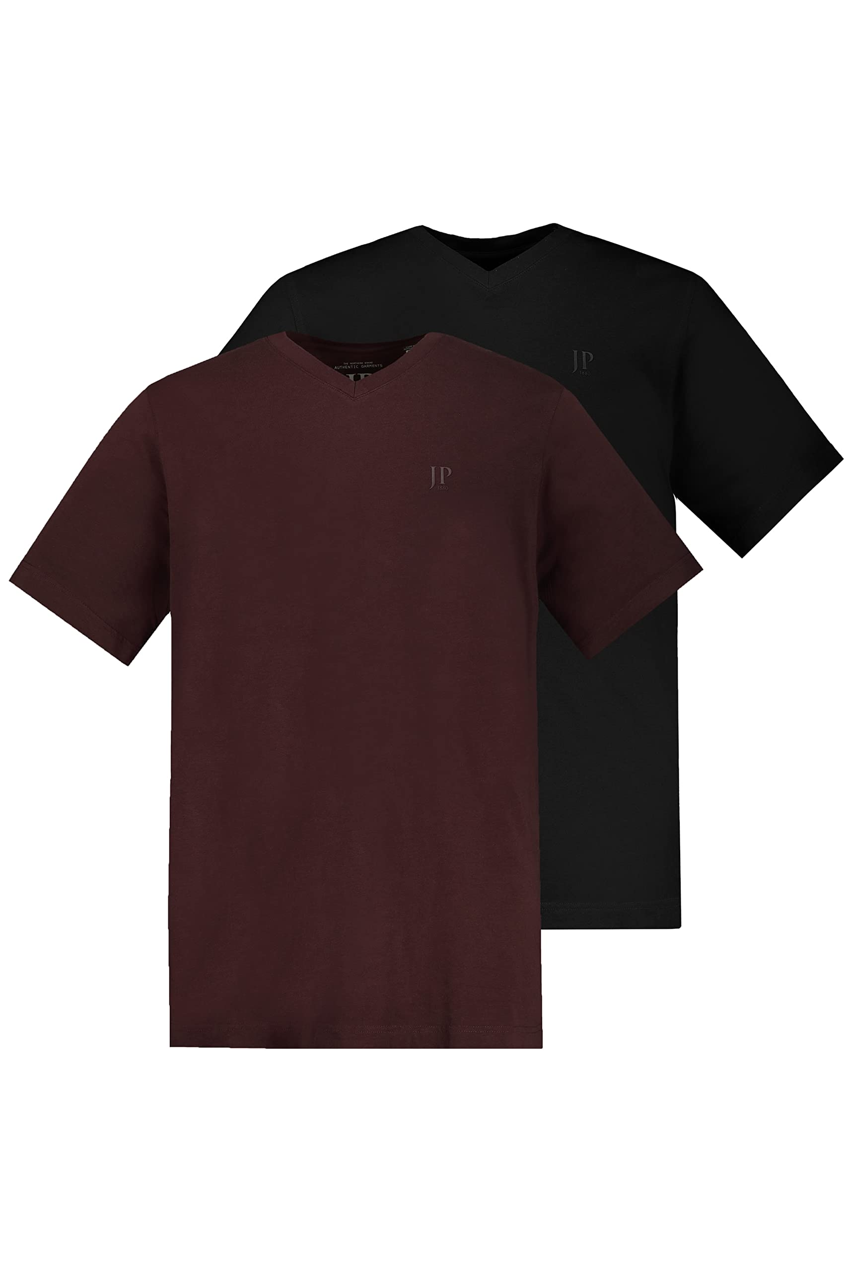 JP 1880, Mens Plus Size V Shirts, Burgundy, 5XL
