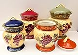 Tuscany Garden Collection Grapes Hand Painted 4pc Canister Set, 84001S by ACK