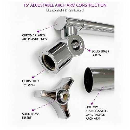 Razor 15-inch Arch Design Adjustable Shower Extension Arm With Stainless Steel Profile - Thumbnail 2