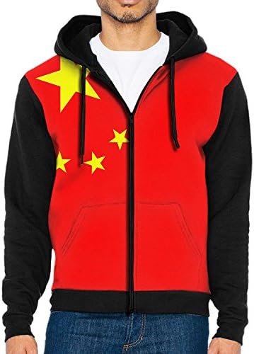 BAOKAN Chinese National Flag Cool Men Black Sports Long Sleeve Hoodies Sweatshirts With Pocket