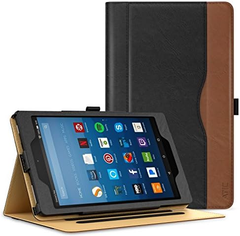 ATiC Case for All-New Amazon Fire HD 8 Tablet (7th Generation, 2017 Release Only)-Slim Folding Stand Folio Cover for Fire HD 8 with Card Slot, Multiple Viewing Angle, Dual Color (with Auto Wake/Sleep)