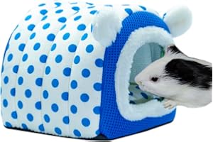 MRTIOO Guinea Pig Cave Bed, Hamster Hedgehog Nest Hideout, Small Animals Cage Supplies Warm House, Machine Washable - Polka Dot