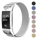 SWEES Metal Bands Compatible Fitbit Charge 2, Milanese Stainless Steel Metal Magnetic Replacement Wristband Small & Large (5.5
