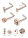 Hestya 20G 9 Styles Stainless Steel Nose Stud Nose Rings Curved Nose Stud L Shaped Piercing Jewelry for Women and Girl (Rose Gold)