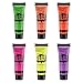 Ownest 6 Tubes UV Blacklight Glow Face & Body Paint Glow in The Dark Body Paint Face Paints -Safe, Washable and Non-Toxic,0.35 oz. Each Bottle
