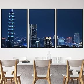 signwin 3 Piece Framed Canvas Wall Art City...