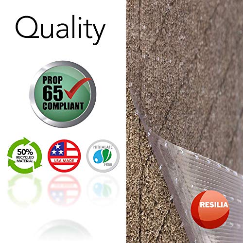 RESILIA Clear Vinyl Plastic Floor Runner/Protector for LowPile Carpet Easy to Clean, Stain